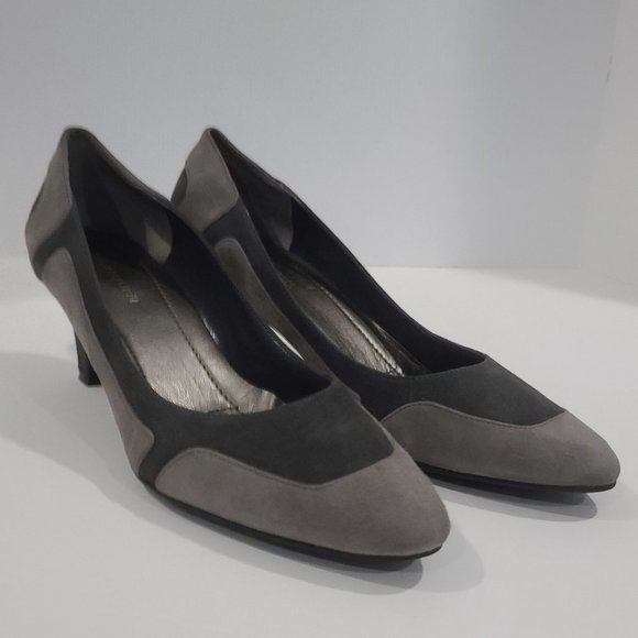 NEW ✅ Easy Spirit 2-Tone Grey / Charcoal Grey Nubuck Suede Heel Shoes 8W ✨ NEW - Picture 5 of 15